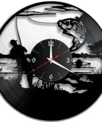 Fishing Vinyl Wall Clock Fisherman Men Dad Father Gift