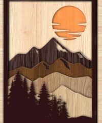 Layered Mountain Art Forest Wall Decor