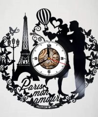 Paris France Mon Amour Vinyl Record Wall Clock