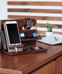 Phone Docking Station Ash Key Holder Wallet Stand Watch Organizer Men Gift For Husband Father