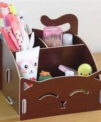 Cat Wooden Storage Box Office Desktop Cosmetic Organizer