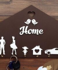 Home Shaped Wooden Key Holder Personalized Key Hanger
