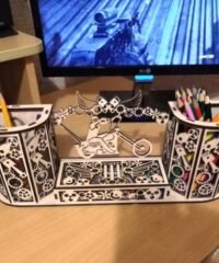 Motorcycle Biker Desk Organizer Pen And Card Holder