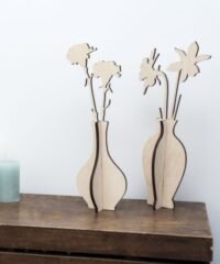 Wooden Vase With Flowers Home Decoration