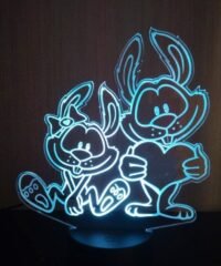 3D illusion led lamp two Rabbit
