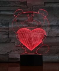 Teddy Bear Heart 3D Lamp