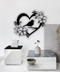 Heart bird and flower
