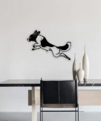 Dog jumping wall decor