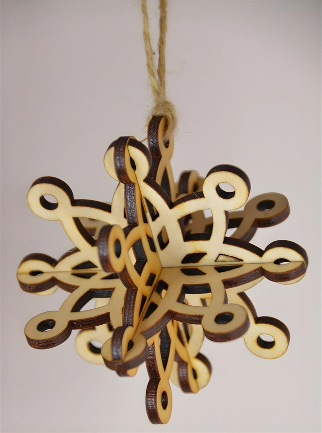3D Wooden Snowflake Ornaments