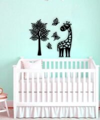 Giraffe and butterflies wall decor