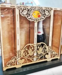 Two Bottle And Two Glass Wood Wine Box