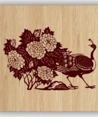 Peacock with flowers