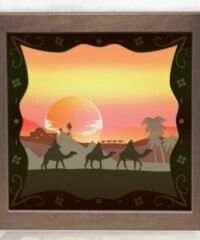 Sunset desert camels light box