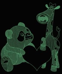 3D illusion led lamp bear with giraffe
