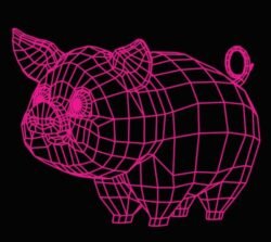 3D illusion led lamp pig