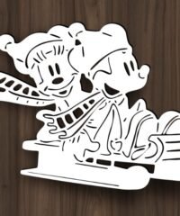 Mickey and Minnie skiing