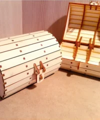 Cylindrical wooden storage box