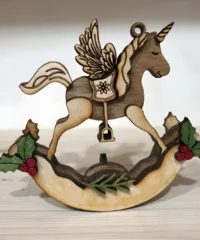 Rocking unicorn Christmas ornament
