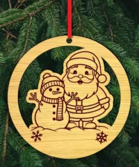 Santa and snowman Christmas ornament