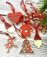 Christmas decoration toys wooden reindeer santa
