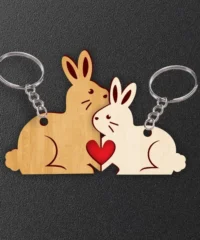 Rabbit couple keychain