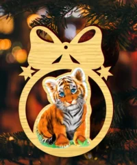 Ball for christmas tree with a tiger
