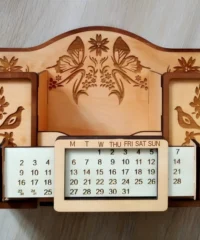Floral Desk Organizer with Perpetual Calendar