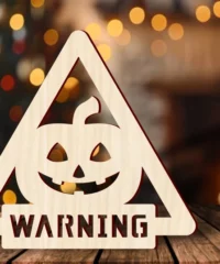 Halloween warning sign with pumpkin