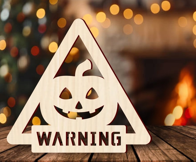 Halloween warning sign with pumpkin
