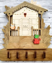 Home Key Hanger with Wooden Hooks