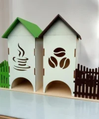House shaped tea storage container