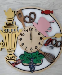 Kitchen Utensils Wood Wall Clock