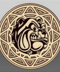 Multilayer wooden bulldog wall decor