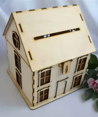 Plywood House Shaped Money Box