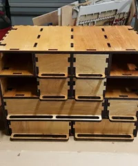 Plywood customizable stacking parts box with drawer
