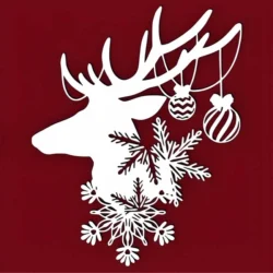 Reindeer head with snowflakes and balls christmas decoration Reindeer head with snowflakes and balls christmas decoration