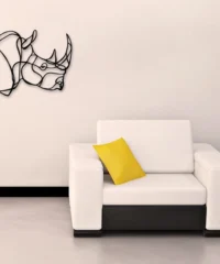 Rhino head metal wall art decor laser cut lin
