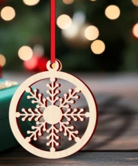 Round christmas ornament with snowflake