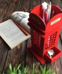 Telephone Booth Pencil Pen Holder with Drawer