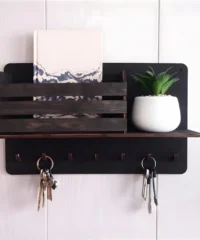 Wall Mounted Mail Holder with Key Hooks