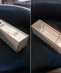 Wood engraved single wine bottle gift box with sliding lid