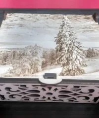 Wood engraved winter jewelry box la