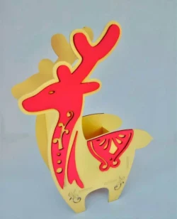 Wood reindeer pencil holder template for