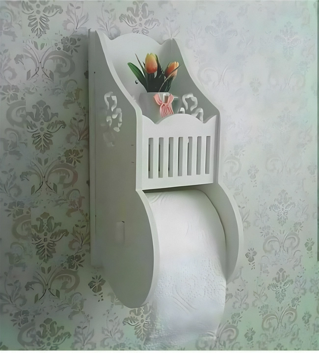 Wood toilet paper holder