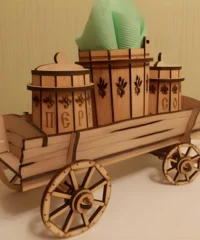 Wooden Cart Salt and Pepper Shaker with Napkin Holder