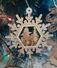 Wooden deer snowflakes christmas tree toys