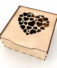 Wooden gift box-with love hearts 3mm 4mm