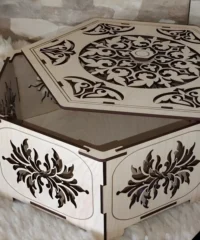 Wooden hexagonal gift box jewelry box