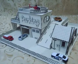Wooden toy car parking garage with-helicopter deck kit Wooden toy car parking garage with-helicopter deck kit