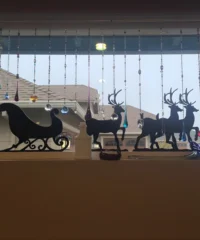 santa sleigh reindeer christmas window decor